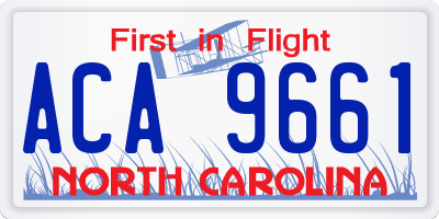 NC license plate ACA9661