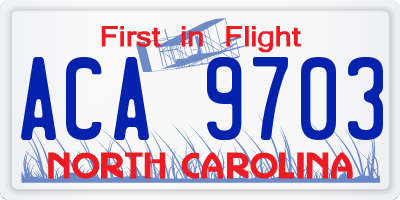 NC license plate ACA9703