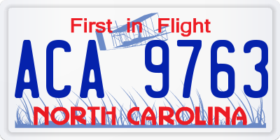 NC license plate ACA9763