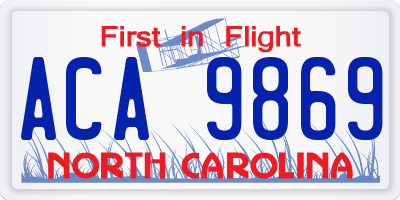 NC license plate ACA9869