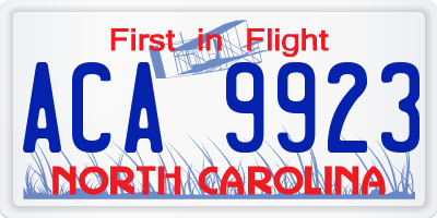 NC license plate ACA9923