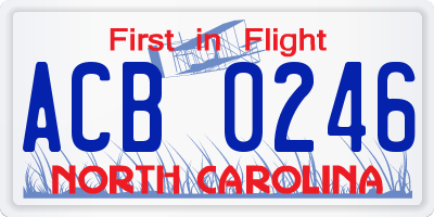 NC license plate ACB0246