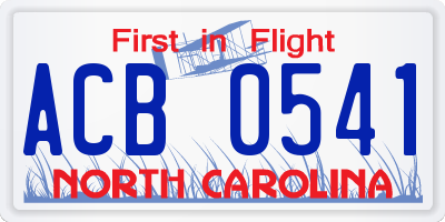 NC license plate ACB0541