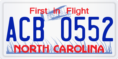 NC license plate ACB0552