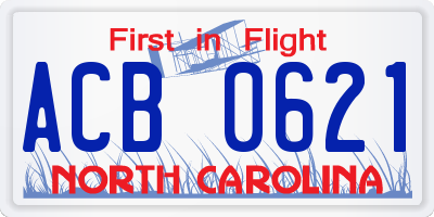 NC license plate ACB0621