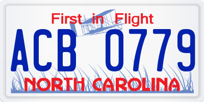 NC license plate ACB0779
