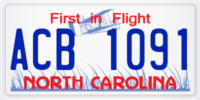 NC license plate ACB1091