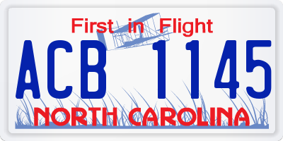 NC license plate ACB1145