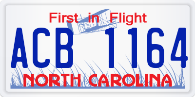 NC license plate ACB1164