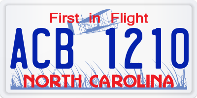 NC license plate ACB1210