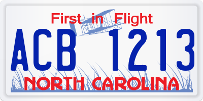NC license plate ACB1213