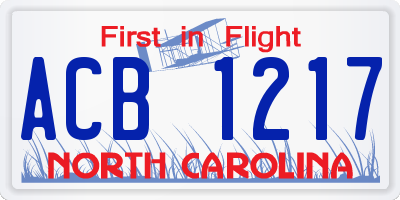NC license plate ACB1217