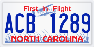 NC license plate ACB1289