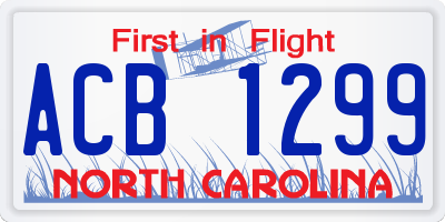 NC license plate ACB1299