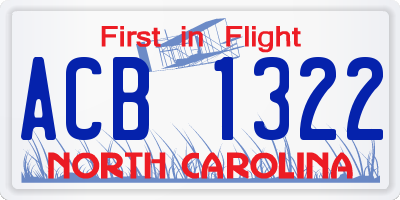 NC license plate ACB1322