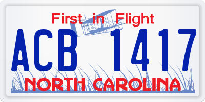 NC license plate ACB1417