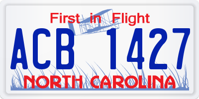 NC license plate ACB1427