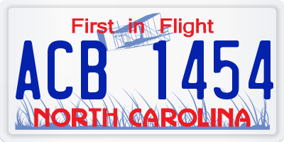 NC license plate ACB1454