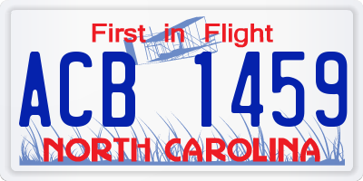 NC license plate ACB1459