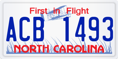 NC license plate ACB1493