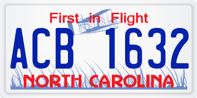 NC license plate ACB1632