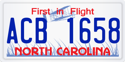 NC license plate ACB1658