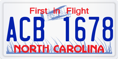 NC license plate ACB1678