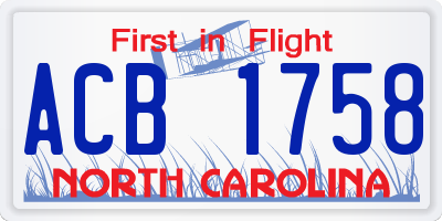 NC license plate ACB1758
