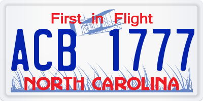 NC license plate ACB1777