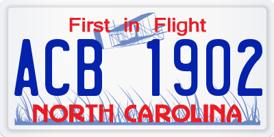 NC license plate ACB1902