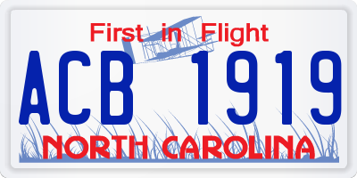 NC license plate ACB1919