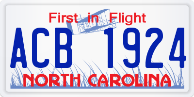 NC license plate ACB1924