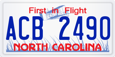 NC license plate ACB2490