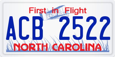 NC license plate ACB2522