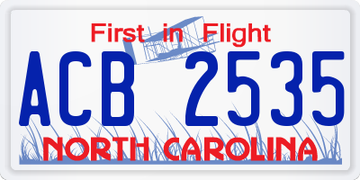 NC license plate ACB2535