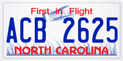 NC license plate ACB2625