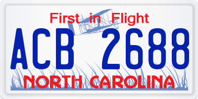 NC license plate ACB2688