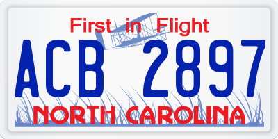 NC license plate ACB2897