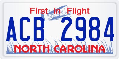 NC license plate ACB2984