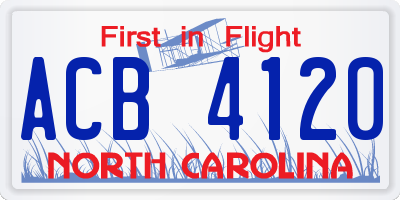 NC license plate ACB4120