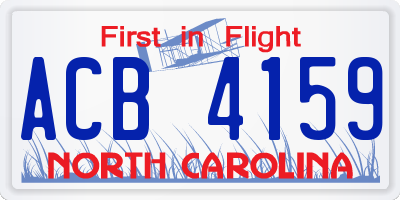 NC license plate ACB4159