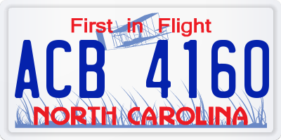 NC license plate ACB4160