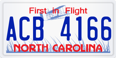 NC license plate ACB4166