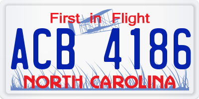 NC license plate ACB4186