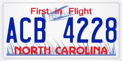 NC license plate ACB4228