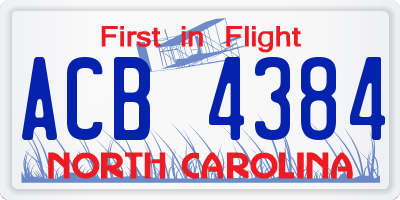 NC license plate ACB4384