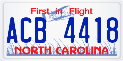 NC license plate ACB4418