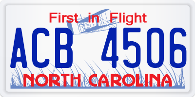 NC license plate ACB4506