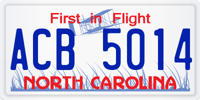NC license plate ACB5014