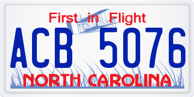 NC license plate ACB5076